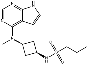 1-Propanesulfonamide, N-[trans-3-(methyl-7H-pyrrolo[2,3-d]pyrimidin-4-ylamino)cyclobutyl]- Structure