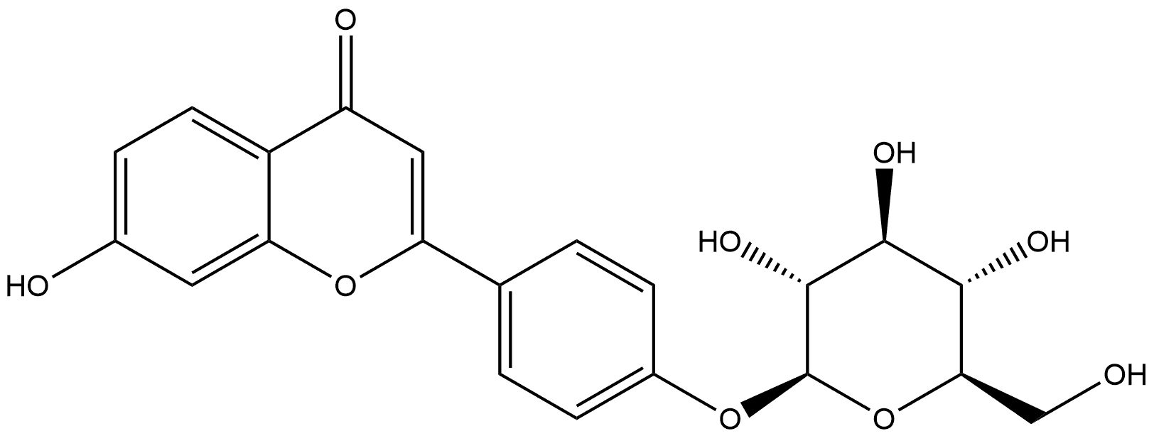 4H-1-Benzopyran-4-one, 2-[4-(β-D-glucopyranosyloxy)phenyl]-7-hydroxy- Structure