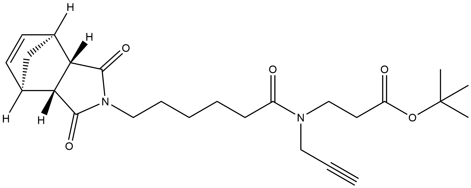 β-Alanine, N-[6-[(3aR,4R,7S,7aS)-1,3,3a,4,7,7a-hexahydro-1,3-dioxo-4,7-methano-2H-isoindol-2-yl]-1-oxohexyl]-N-2-propyn-1-yl-, 1,1-dimethylethyl ester, rel-,2210266-88-7,结构式