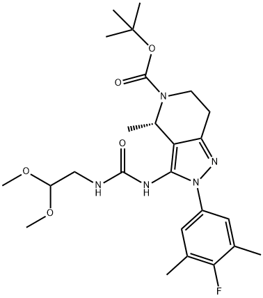 (S)-3-(3-(2,2-二甲氧基乙基)脲基)-2-(4-氟-3,5-二甲基苯基)-4-甲基-2,4,6,7-四氢-5H-吡唑并[4,3-C]吡啶-5-羧酸叔丁酯, 2212021-60-6, 结构式