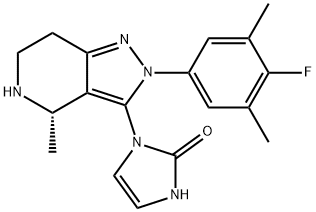 2H-Imidazol-2-one, 1-[(4S)-2-(4-fluoro-3,5-dimethylphenyl)-4,5,6,7-tetrahydro-4-methyl-2H-pyrazolo[4,3-c]pyridin-3-yl]-1,3-dihydro- Structure