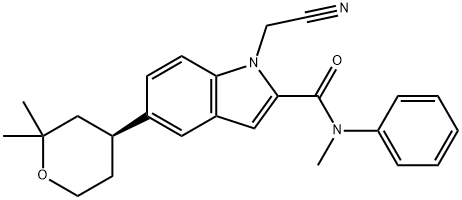 1H-Indole-2-carboxamide, 1-(cyanomethyl)-N-methyl-N-phenyl-5-[(4S)-tetrahydro-2,2-dimethyl-2H-pyran-4-yl]- Structure