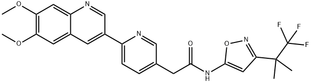 3-Pyridineacetamide, 6-(6,7-dimethoxy-3-quinolinyl)-N-[3-(2,2,2-trifluoro-1,1-dimethylethyl)-5-isoxazolyl]- Structure