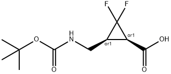 rac-(1r,3s)-3-({[(tert-butoxy)carbonyl]amino}methyl)-2,2-difluorocyclopropane-1-carboxylic acid Structure
