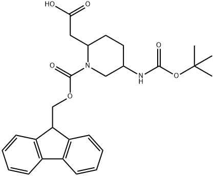 2-Piperidineacetic acid, 5-[[(1,1-dimethylethoxy)carbonyl]amino]-1-[(9H-fluoren-9-ylmethoxy)carbonyl]- Structure