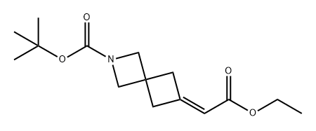 2-Azaspiro[3.3]heptane-2-carboxylic acid, 6-(2-ethoxy-2-oxoethylidene)-, 1,1-dimethylethyl ester 结构式