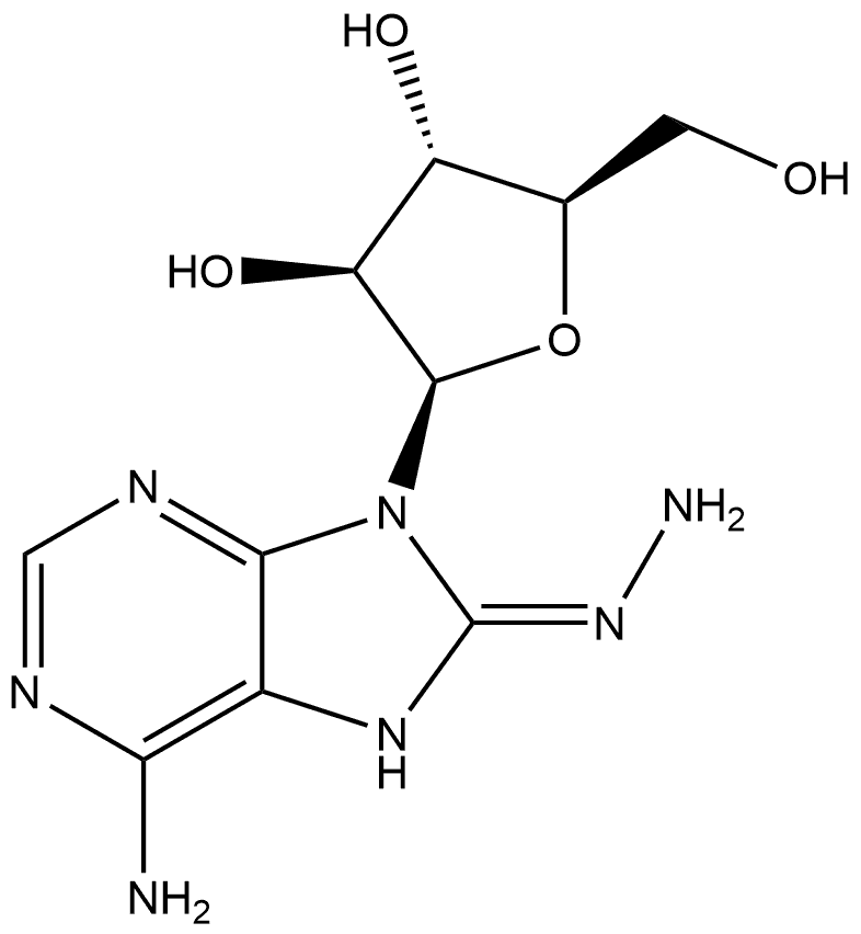 8H-Purin-8-one, 6-amino-9-β-D-arabinofuranosyl-7,9-dihydro-, hydrazone, (8Z)- Struktur