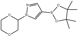 1H-Pyrazole, 1-(1,4-dioxan-2-yl)-4-(4,4,5,5-tetramethyl-1,3,2-dioxaborolan-2-yl)- Struktur