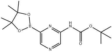 Carbamic acid, N-[6-(4,4,5,5-tetramethyl-1,3,2-dioxaborolan-2-yl)-2-pyrazinyl]-, 1,1-dimethylethyl ester 结构式