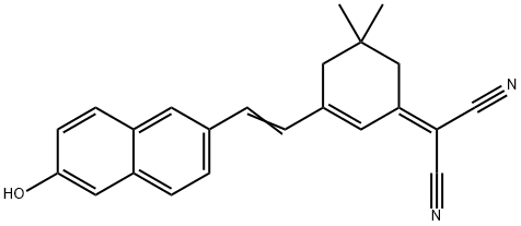 Propanedinitrile, 2-[3-[2-(6-hydroxy-2-naphthalenyl)ethenyl]-5,5-dimethyl-2-cyclohexen-1-ylidene]- Struktur