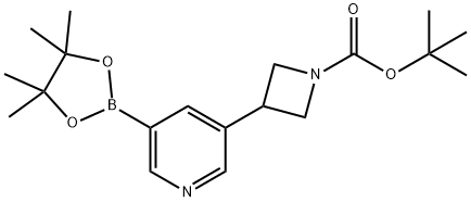 1-Azetidinecarboxylic acid, 3-[5-(4,4,5,5-tetramethyl-1,3,2-dioxaborolan-2-yl)-3-pyridinyl]-, 1,1-dimethylethyl ester 结构式