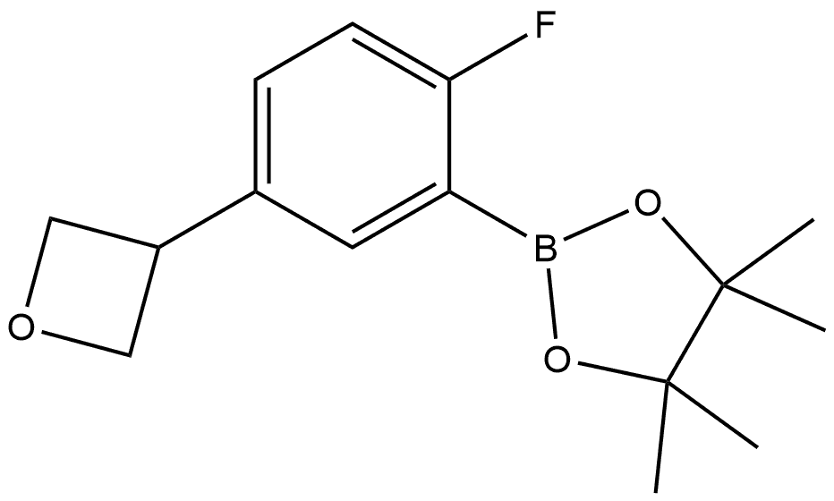 2-[2-Fluoro-5-(3-oxetanyl)phenyl]-4,4,5,5-tetramethyl-1,3,2-dioxaborolane Struktur