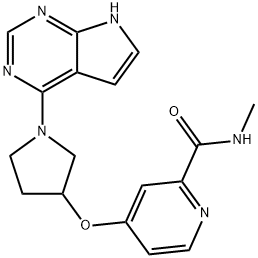 4-((1-(7H-吡咯并[2,3-D]嘧啶-4-基)吡咯烷-3-基)氧基)-N-甲基吡啶酰胺, 2223879-99-8, 结构式