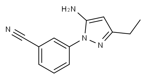 3-(5-Amino-3-ethyl-1H-pyrazol-1-yl)benzonitrile 化学構造式