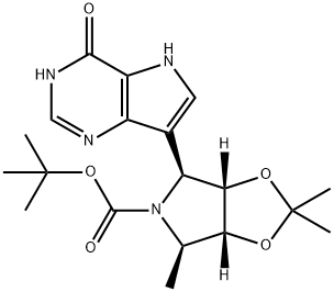 5H-1,3-Dioxolo4,5-cpyrrole-5-carboxylic acid, 4-(4,5-dihydro-4-oxo-1H-pyrrolo3,2-dpyrimidin-7-yl)tetrahydro-2,2,6-trimethyl-, 1,1-dimethylethyl ester, (3aS,4S,6R,6aR)- Struktur