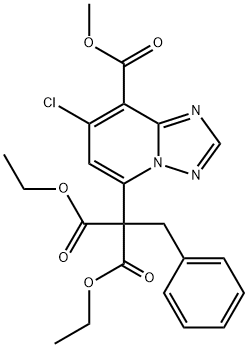 1,3-Diethyl 2-[7-chloro-8-(methoxycarbonyl)[1,2,4]triazolo[1,5-a]pyridin-5-yl]-2-(phenylmethyl)propanedioate Struktur