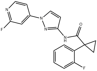 Cyclopropanecarboxamide, 1-(2-fluorophenyl)-N-[1-(2-fluoro-4-pyridinyl)-1H-pyrazol-3-yl]- Structure