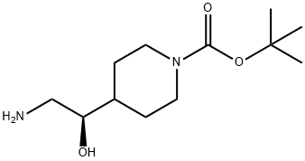 (R)-4-(2-氨基-1-羟乙基)哌啶-1-甲酸叔丁酯 结构式