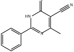 5-Pyrimidinecarbonitrile, 1,6-dihydro-4-methyl-2-phenyl-6-thioxo- Struktur