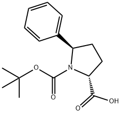 (2R,5R)-1-(tert-butoxycarbonyl)-5-phenyl-2-pyrrolidinecarboxylic acid Structure