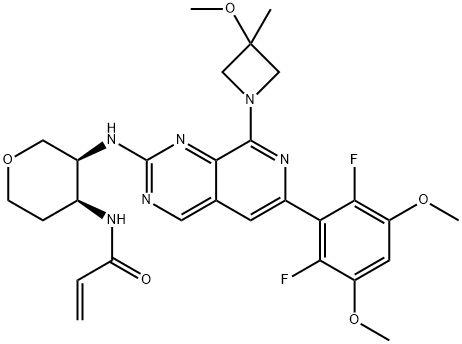 2-Propenamide, N-[(3S,4S)-3-[[6-(2,6-difluoro-3,5-dimethoxyphenyl)-8-(3-methoxy-3-methyl-1-azetidinyl)pyrido[3,4-d]pyrimidin-2-yl]amino]tetrahydro-2H-pyran-4-yl]-,2230974-62-4,结构式