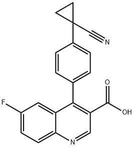 3-Quinolinecarboxylic acid, 4-[4-(1-cyanocyclopropyl)phenyl]-6-fluoro- 结构式