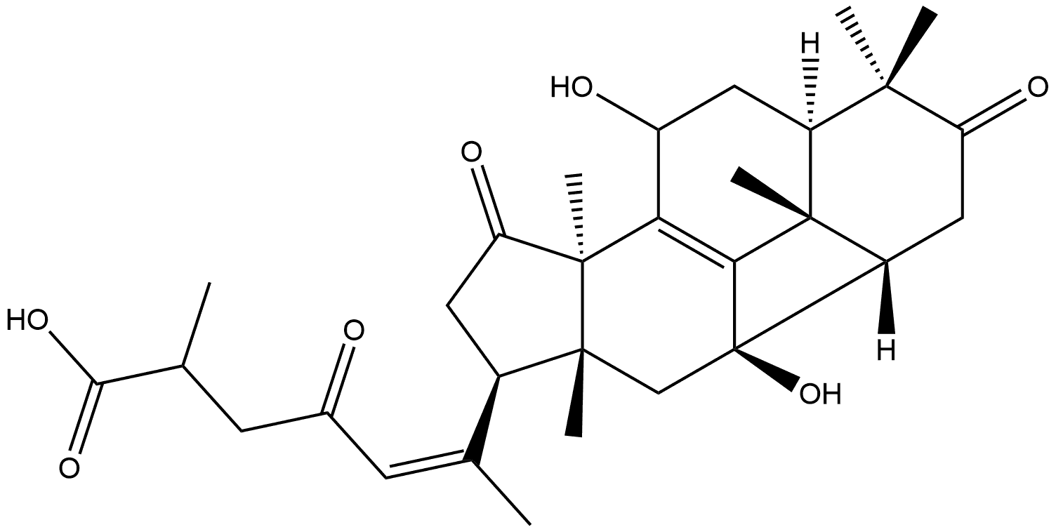 1,11-Cyclolanosta-8,20(22)-dien-26-oic acid, 7,11-dihydroxy-3,15,23-trioxo-, (1β,11β,20Z)- Structure