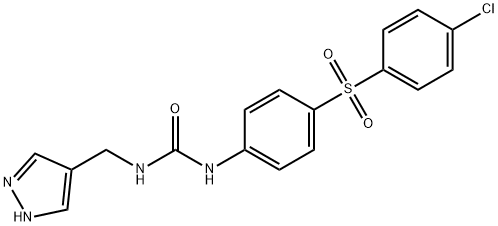 Urea, N-[4-[(4-chlorophenyl)sulfonyl]phenyl]-N'-(1H-pyrazol-4-ylmethyl)- Struktur
