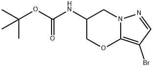 Carbamic acid, N-(3-bromo-6,7-dihydro-5H-pyrazolo[5,1-b][1,3]oxazin-6-yl)-, 1,1-dimethylethyl ester Struktur