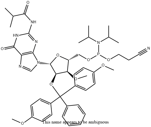 鸟苷,2 '-O-[双(4-甲氧基苯基)苯基甲基]-3 '-O-甲基-N-(2-甲基-1-氧丙基)-,5 '-[2-氰乙基N,N-双(1-甲基乙基)磷酰胺,2241581-19-9,结构式