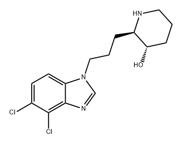 3-Piperidinol, 2-[3-(4,5-dichloro-1H-benzimidazol-1-yl)propyl]-, (2R,3S)- Structure