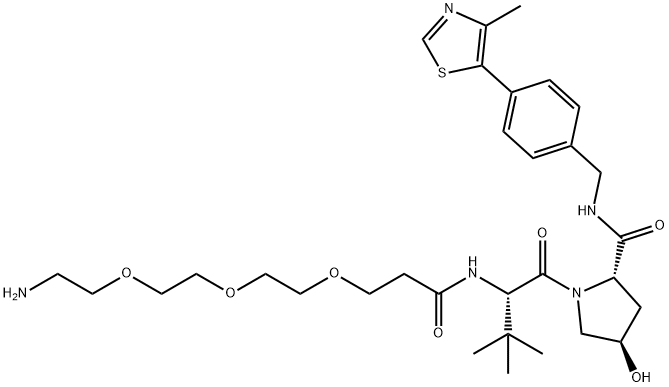 L-Prolinamide, N-[3-[2-[2-(2-aminoethoxy)ethoxy]ethoxy]-1-oxopropyl]-3-methyl-L-valyl-4-hydroxy-N-[[4-(4-methyl-5-thiazolyl)phenyl]methyl]-, (4R)- Structure