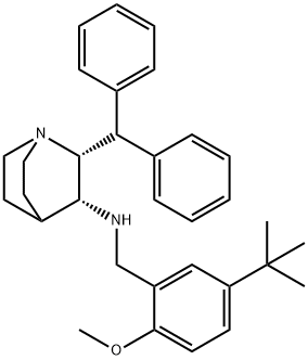 1-Azabicyclo[2.2.2]octan-3-amine, N-[[5-(1,1-dimethylethyl)-2-methoxyphenyl]methyl]-2-(diphenylmethyl)-, (2R,3R)- Structure