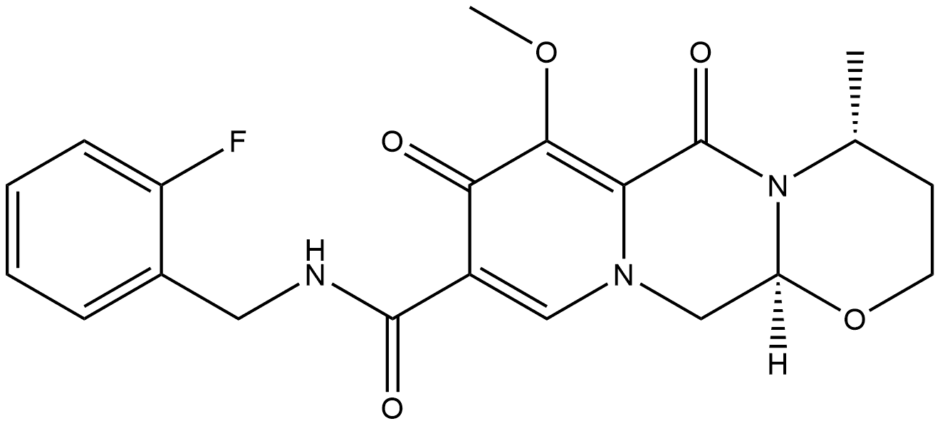 (4R,12aS)-N-[(2-Fluorophenyl)methyl]-3,4,6,8,12,12a-hexahydro-7-methoxy-4-methyl-6,8-dioxo-2H-pyrido[1′,2′:4,5]pyrazino[2,1-b][1,3]oxazine-9-carboxamide Structure