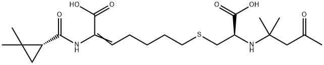 2-Heptenoic acid, 7-[[(2R)-2-carboxy-2-[(1,1-dimethyl-3-oxobutyl)amino]ethyl]thio]-2-[[[(1R)-2,2-dimethylcyclopropyl]carbonyl]amino]- Structure