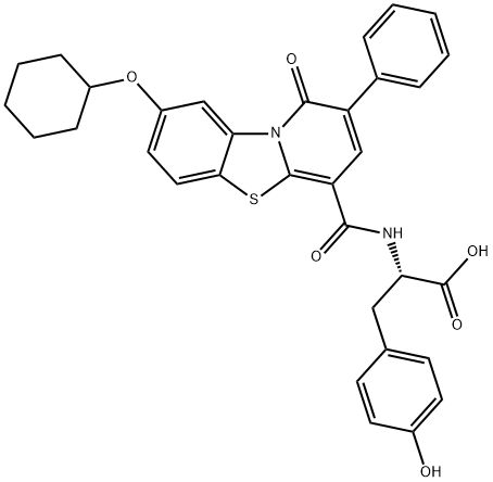 L-Tyrosine, N-[[8-(cyclohexyloxy)-1-oxo-2-phenyl-1H-pyrido[2,1-b]benzothiazol-4-yl]carbonyl]- Structure