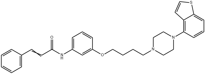 2-Propenamide, N-[3-[4-(4-benzo[b]thien-4-yl-1-piperazinyl)butoxy]phenyl]-3-phenyl- 化学構造式