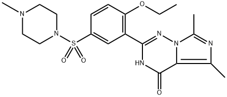 Imidazo[5,1-f][1,2,4]triazin-4(1H)-one, 2-[2-ethoxy-5-[(4-methyl-1-piperazinyl)sulfonyl]phenyl]-5,7-dimethyl- Structure