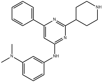 1,3-Benzenediamine, N1,N1-dimethyl-N3-[6-phenyl-2-(4-piperidinyl)-4-pyrimidinyl]- Structure