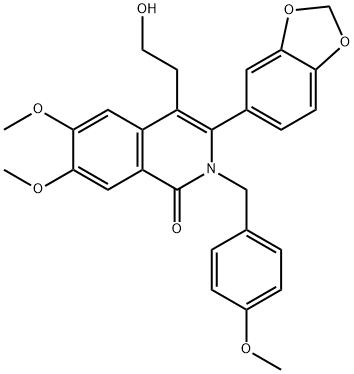 1(2H)-Isoquinolinone, 3-(1,3-benzodioxol-5-yl)-4-(2-hydroxyethyl)-6,7-dimethoxy-2-[(4-methoxyphenyl)methyl]- Structure