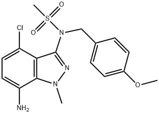 N-(7-氨基-4-氯-1-甲基-1H-吲唑-3-基)-N-(4-甲氧基苄基)甲烷磺酰胺,2249974-90-9,结构式