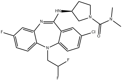 1-Pyrrolidinecarboxamide, 3-[[2-chloro-5-(2,2-difluoroethyl)-8-fluoro-5H-dibenzo[b,e][1,4]diazepin-11-yl]amino]-N,N-dimethyl-, (3S)-|NVS-PAK1-C
