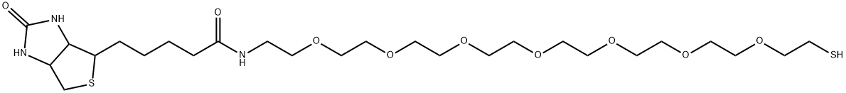 1H-Thieno[3,4-d]imidazole-4-pentanamide, hexahydro-N-(23-mercapto-3,6,9,12,15,18,21-heptaoxatricos-1-yl)-2-oxo- Structure