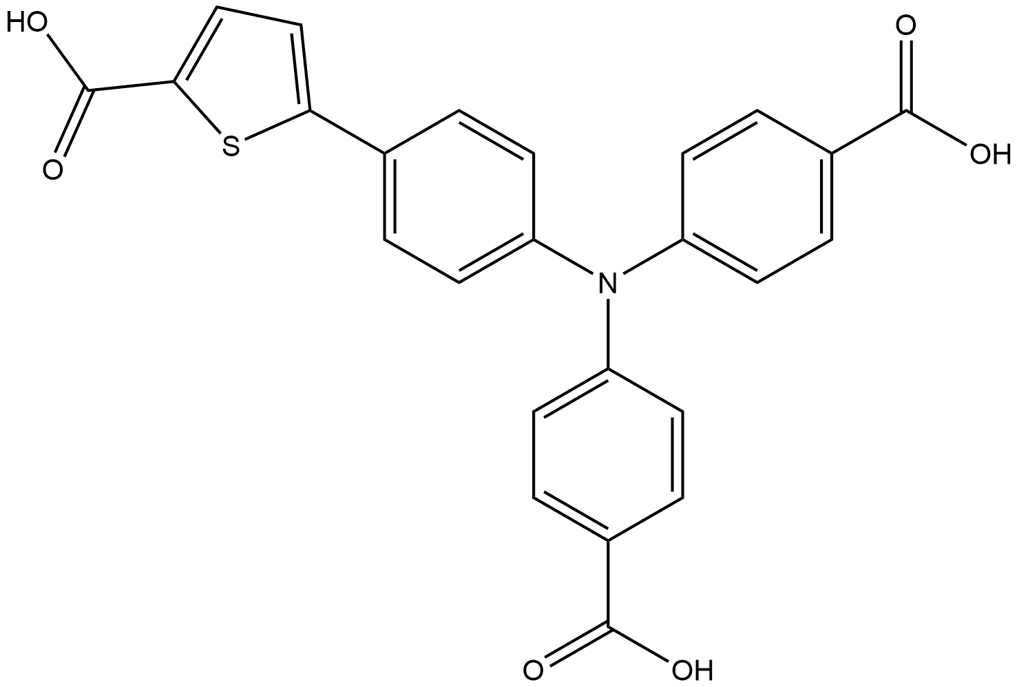 4,4'-((4-(5-carboxythiophen-2-yl)phenyl)azanediyl)dibenzoic acid Structure