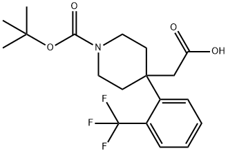 4-Piperidineacetic acid, 1-[(1,1-dimethylethoxy)carbonyl]-4-[2-(trifluoromethyl)phenyl]- Structure