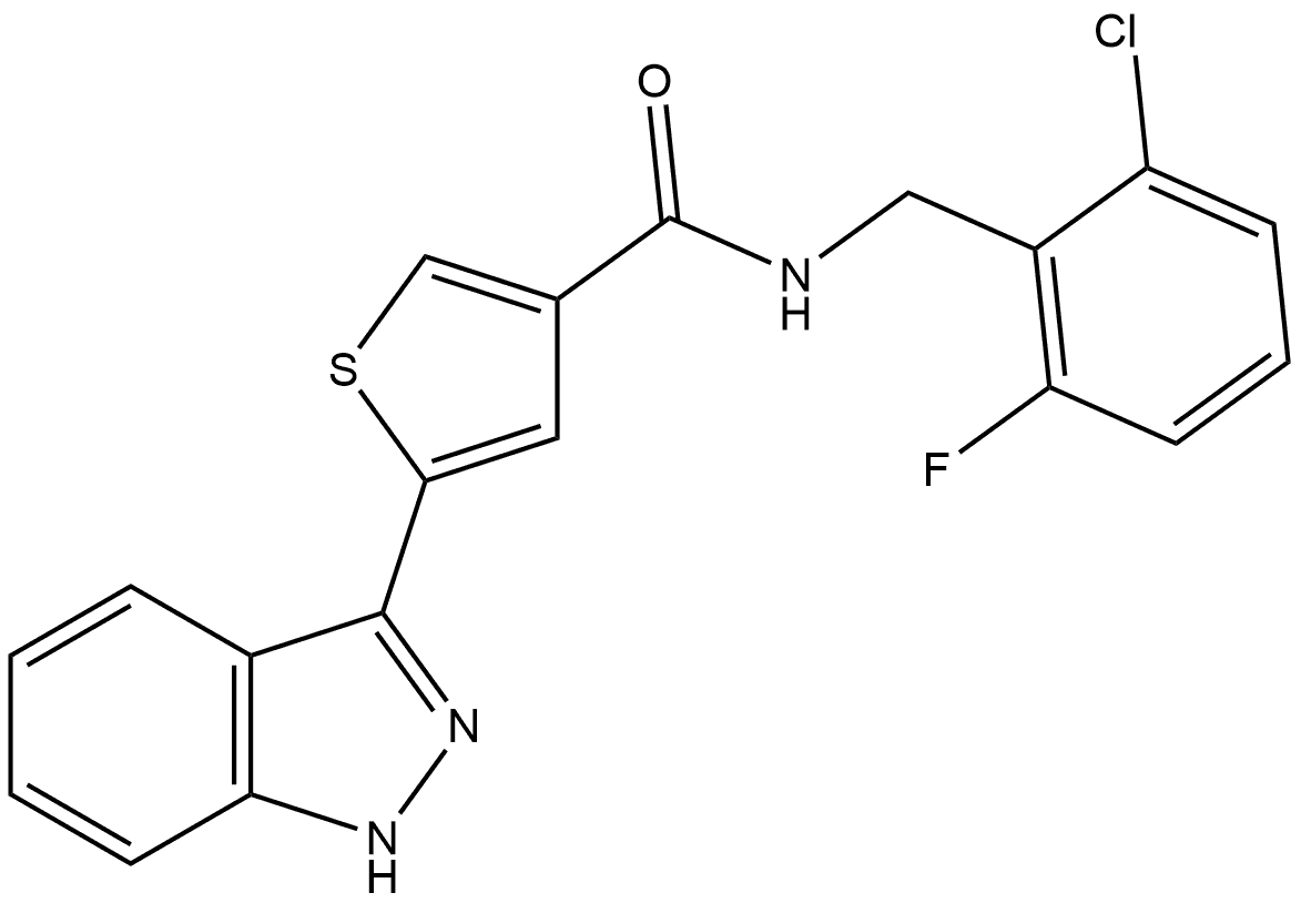 N-[(2-Chloro-6-fluorophenyl)methyl]-5-(1H-indazol-3-yl)-3-thiophenecarboxamide Structure