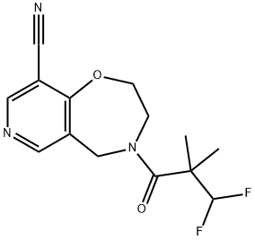 Pyrido[3,4-f]-1,4-oxazepine-9-carbonitrile, 4-(3,3-difluoro-2,2-dimethyl-1-oxopropyl)-2,3,4,5-tetrahydro- Structure
