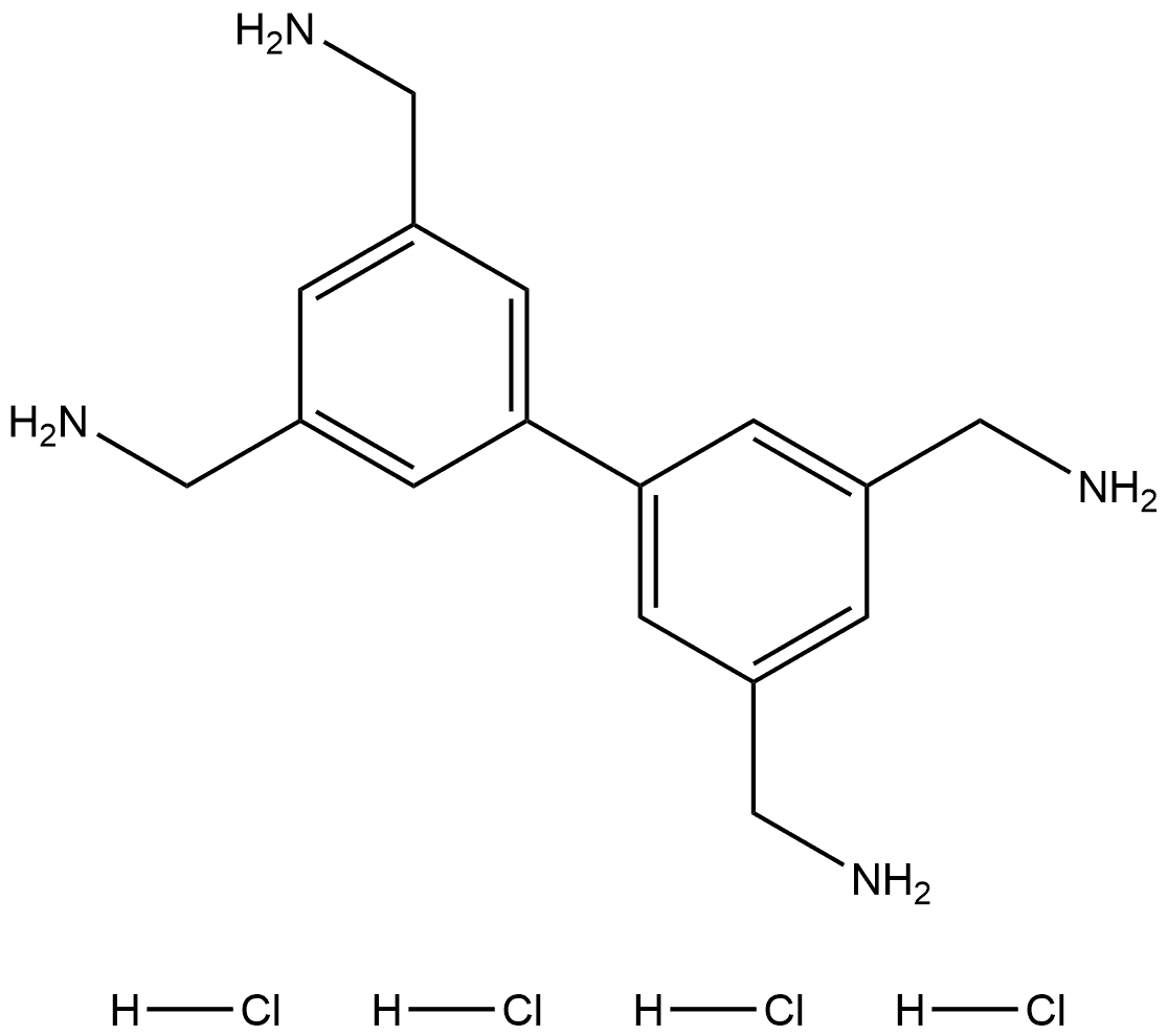 [1,1′-Biphenyl]-3,3′,5,5′-tetramethanamine, hydrochloride (1:4) Structure