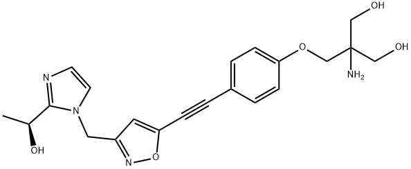 1,3-Propanediol, 2-amino-2-[[4-[2-[3-[[2-[(1S)-1-hydroxyethyl]-1H-imidazol-1-yl]methyl]-5-isoxazolyl]ethynyl]phenoxy]methyl]-,2253951-38-9,结构式