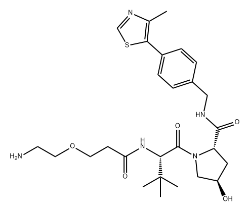 L-Prolinamide, N-[3-(2-aminoethoxy)-1-oxopropyl]-3-methyl-L-valyl-4-hydroxy-N-[[4-(4-methyl-5-thiazolyl)phenyl]methyl]-, (4R)- Structure